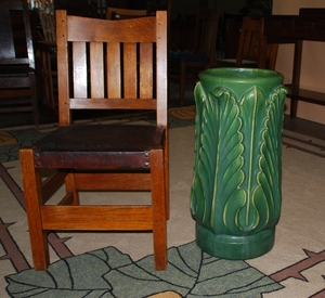 ROOKWOOD FAIENCE MATTE GREEN UMBRELLA STAND 1903